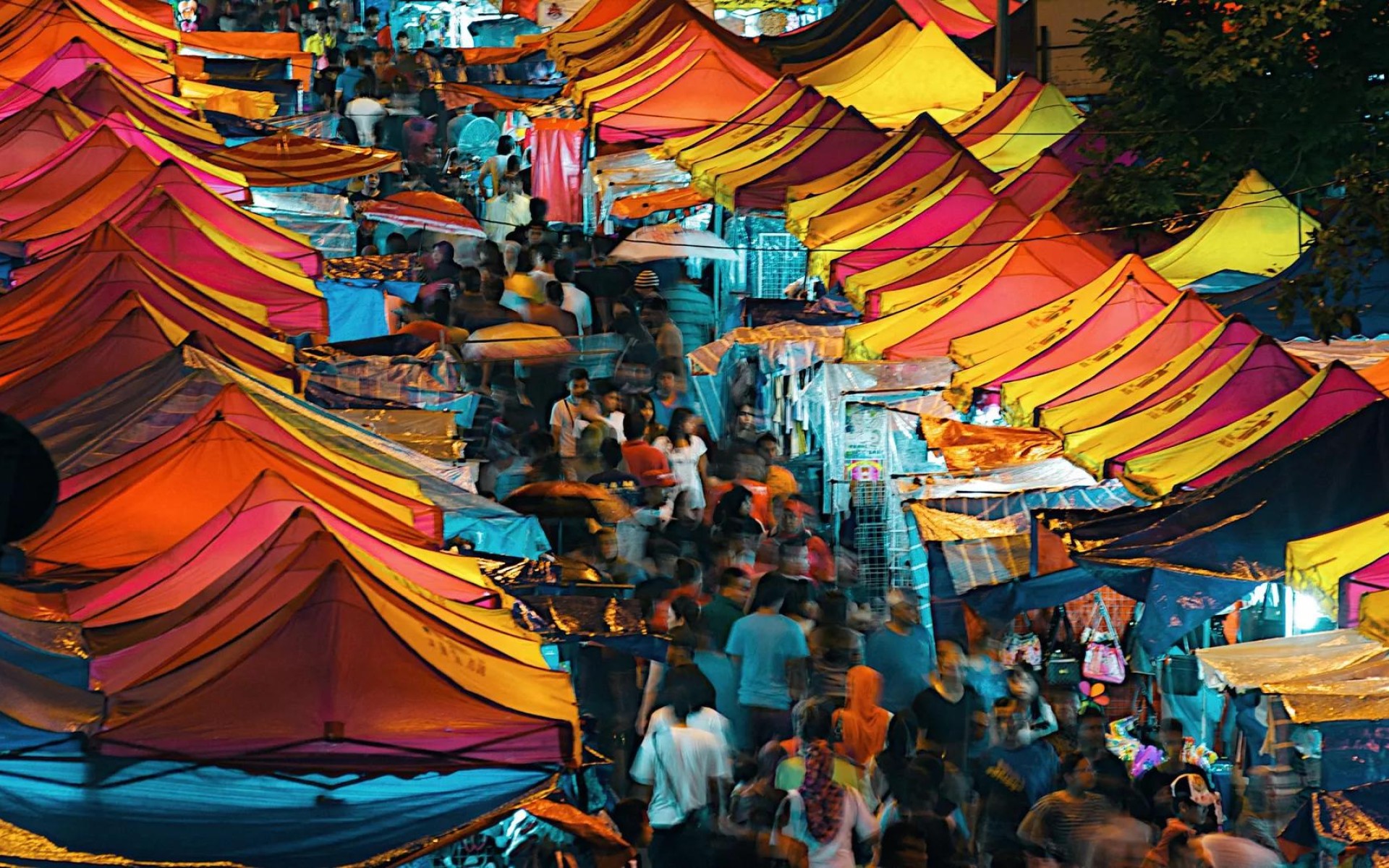 People at night market, Kuala Lumpur, Malaysia.